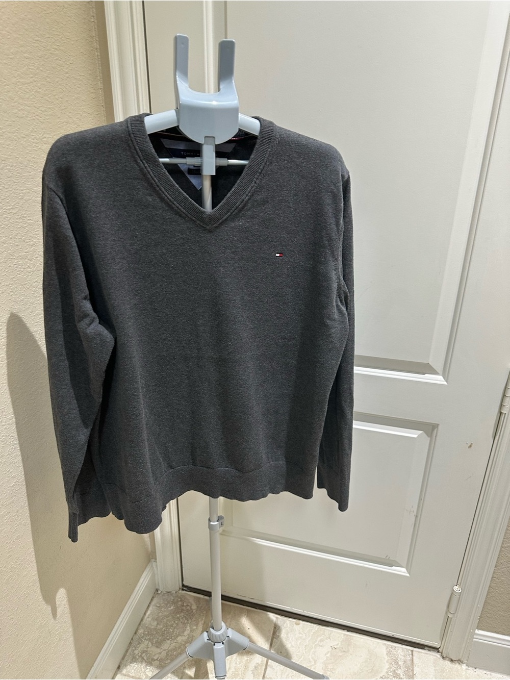 Tommy Hilfiger Men's Dark Charcoal V-Neck Sweater